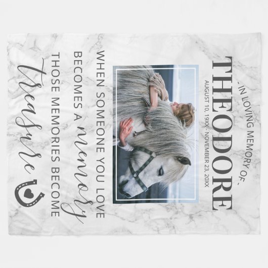 Paard Pet Memorial Foto Fleece Deken (Voorkant (Horizontaal))