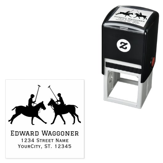 Paard Polo Spelers Polo Wedstrijd Naam Retouradres Zelfinktende Stempel (In situ)
