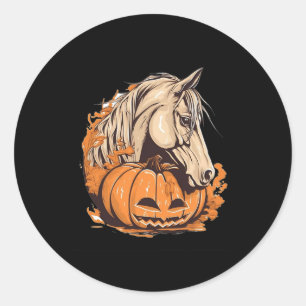 Paard Pompoen Halloween Kostuum Paardrijden E Ronde Sticker