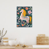Paard pony Bloemen Magisch kind Kamer poster (Keuken)