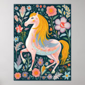 Paard pony Bloemen Magisch kind Kamer poster (Voorkant)
