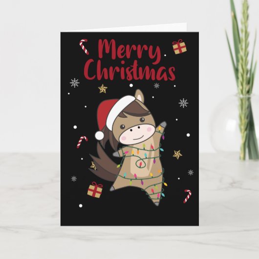 Paard Pony Kerstmis Sneeuw Winter Dieren Paarden C Kaart (Voorkant)