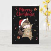 Paard Pony Kerstmis Sneeuw Winter Dieren Paarden C Kaart (Gele Bloem)