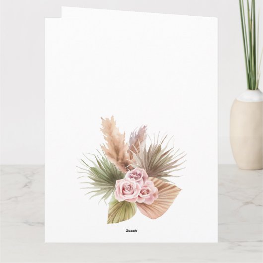Paard pony met pastel boho bloemen Verjaardag Kaart (Achterkant)