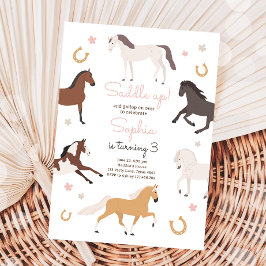 Paard Pony Saddle Up Cowgirl Meisje Verjaardag Kaart