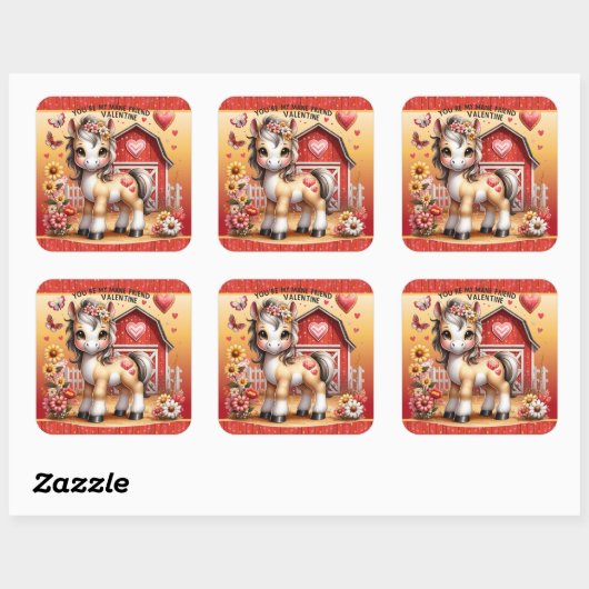 Paard Pony Valentijn Barnyard Sticker (Vel)