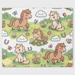 Paard Pony Weide Lint Inpakpapier