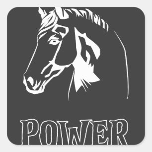 Paard Power Head Teken Vierkante Sticker