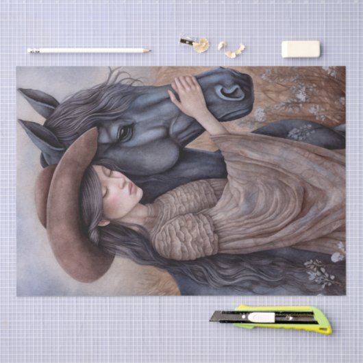 Paard Prairie Cowgirl "Beste vrienden" Tissuepapier (Craft)