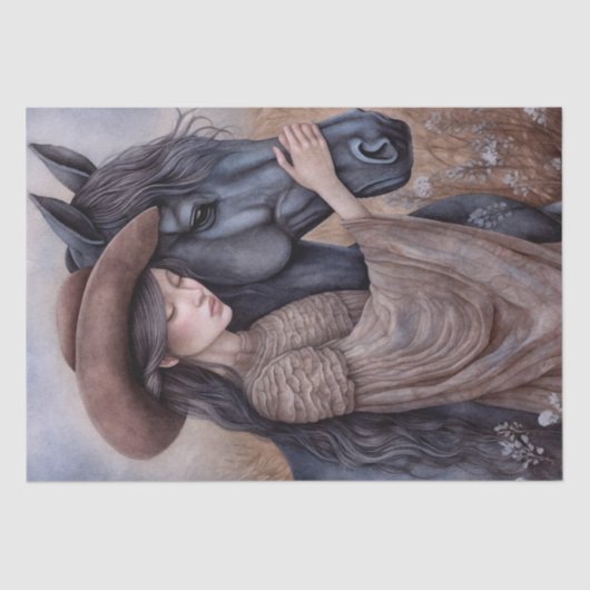 Paard Prairie Cowgirl "Beste vrienden" Tissuepapier (Voorkant)