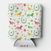 Paard Racing Derby Dag Kleurrijk Patroon + Monogra Blikjeskoeler (Voorkant)