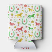 Paard Racing Derby Dag Kleurrijk Patroon + Monogra Blikjeskoeler (Achterkant)