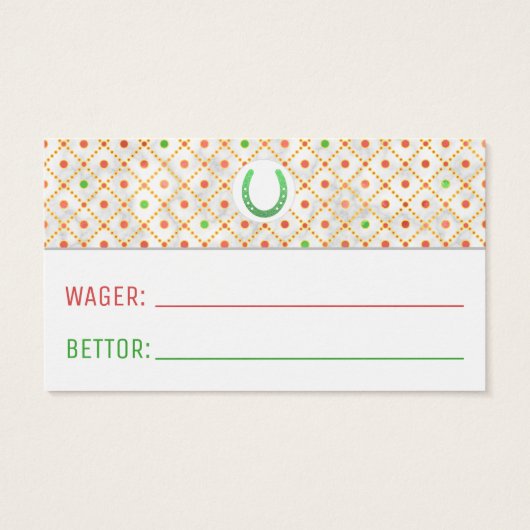 Paard Racing Derby Wager Party Games Wedden Slip Visitekaartje (Achterkant)