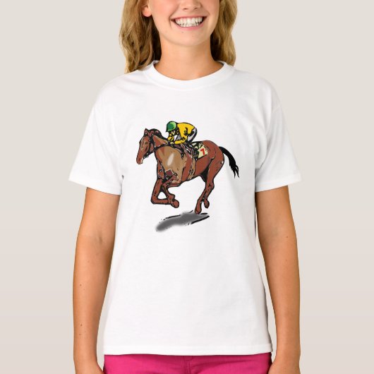 Paard Racing Meisjes T-shirt (Voorkant)