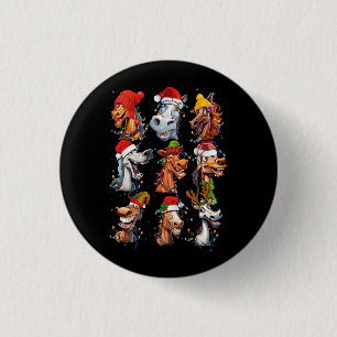 Paard Rassen Liefhebber Vrolijk Kerstmis Kerstmis Ronde Button 3,2 Cm