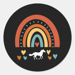 Paard regenboog voor meisjes paardrijden paarden v ronde sticker