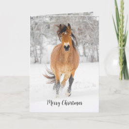 Paard rent in Sneeuw Vouw Kerstkaart Feestdagen Kaart