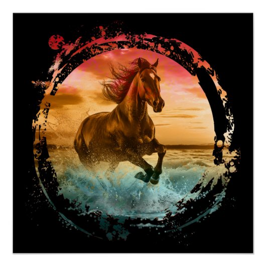PAARD RENT LANGS KUSTLANDSCHAP PERFECT POSTER (Voorkant)