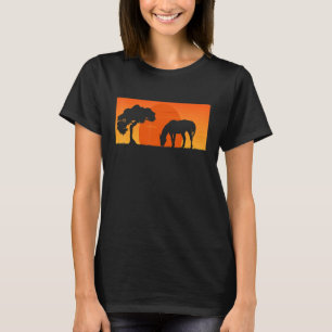 Paard Retro Zonsondergang Kleuren Silhouet Paard T-shirt