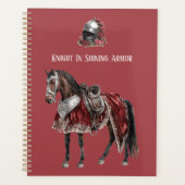 Paard Ridder in Glanzende Wapenrusting Helm Rode R Planner (Voorkant)