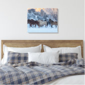 Paard rijden in de winter op Hideout Ranch Canvas Afdruk (Insitu (Slaapkamer))