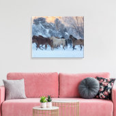 Paard rijden in de winter op Hideout Ranch Canvas Afdruk (Insitu (Woonkamer))