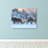 Paard rijden in de winter op Hideout Ranch Canvas Afdruk (Insitu (Houten vloer))