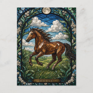 Paard Rollende Weide Illumina Glas in Lood Briefkaart
