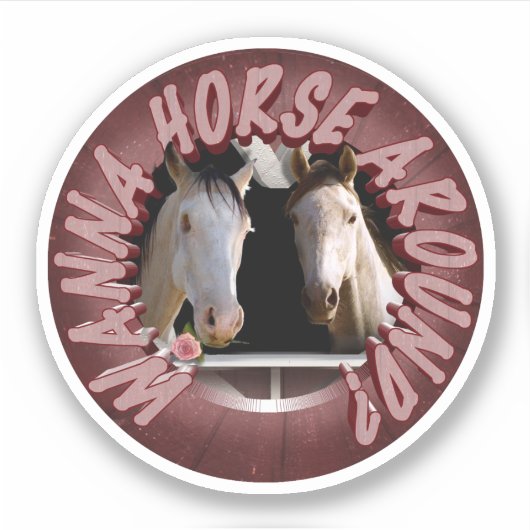 Paard rond Valentijnsdag Sticker (Voorkant)