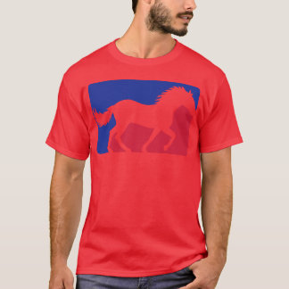 Paard rood blauw sport vriend t-shirt