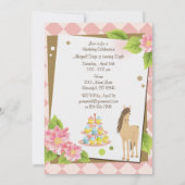 paard, roze bloemen en cupcakes verjaardag kaart (Achterkant)