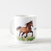 Paard Roze Bloemen Koffiemok (Voorkant links)