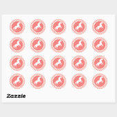 Paard; Roze & Koraal Polka stippen Ronde Sticker (Vel)