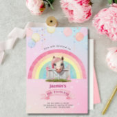 Paard Roze Regenboog Ballonnen Verjaardagsfeest Kaart