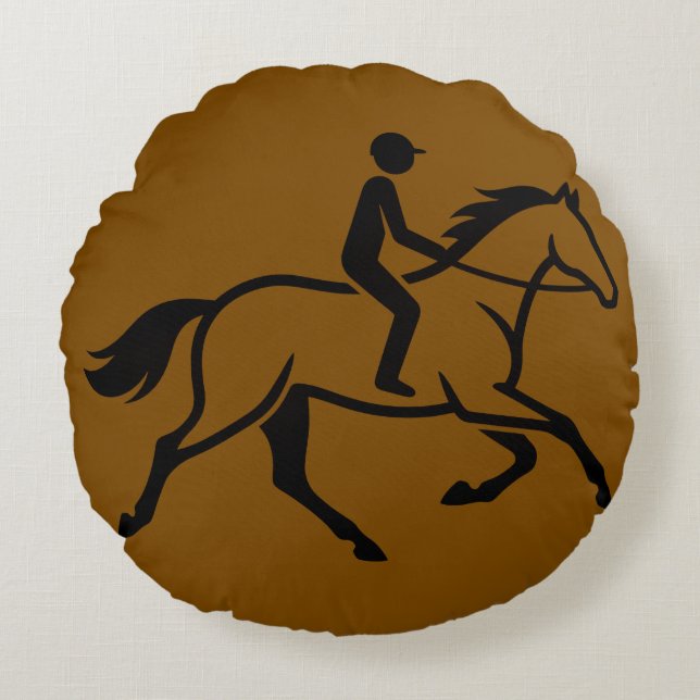 Paard & Ruiter Rond Kussen (Voorkant)