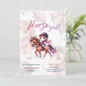 Paard & ruiter Verjaardag Uitnodigingen Paardenspo (Staand voorkant)