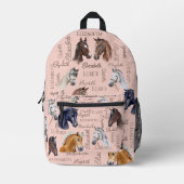 Paard ruitergiften voor meisjes gepersonaliseerde  bedrukte rugzak (Voorkant)