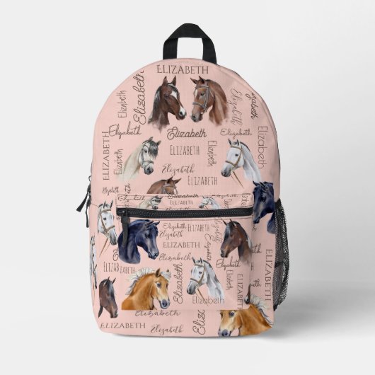 Paard ruitergiften voor meisjes gepersonaliseerde  bedrukte rugzak (Voorkant)
