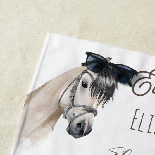 Paard ruitergiften voor meisjes gepersonaliseerde  strandlaken (In situ)