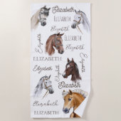 Paard ruitergiften voor meisjes gepersonaliseerde  strandlaken (Voorkant)