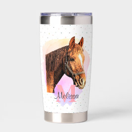 Paard Ruitersport Dier Monogram Patroon Roze Geïsoleerde Drinkbeker