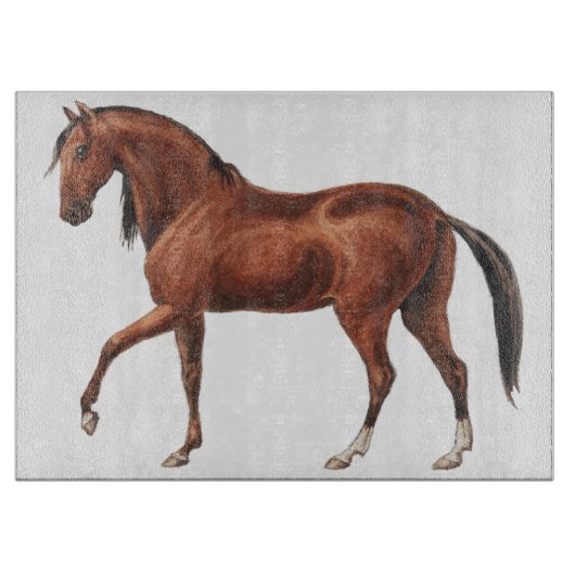 Paard Ruitersport Kunst Glas Snijplank (Voorkant)