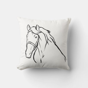 Paard Ruitersport Pony Cowboy Westers Zwart Wit Kussen
