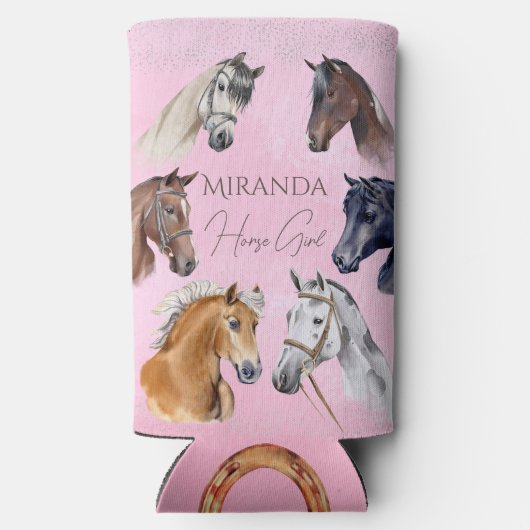 Paard ruitersport verjaardagsfeestgeschenken gunst seltzer blikjeskoeler (Achterkant)