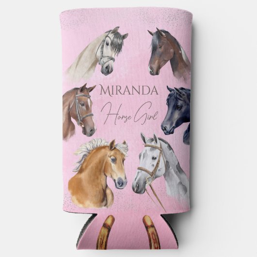 Paard ruitersport verjaardagsfeestgeschenken gunst seltzer blikjeskoeler (Voorkant)