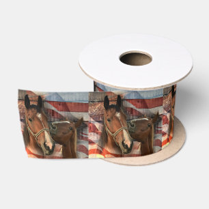 Paard Rustieke Schuur Amerikaanse Vlag Satijnen Lint