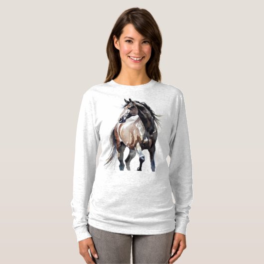 Paard Schilderen Lange Mouwen Top (Voorkant volledig)