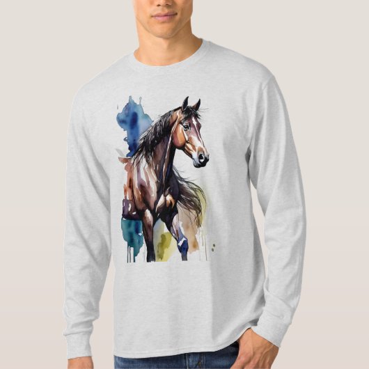 Paard Schilderen Lange Mouwen Top (Voorkant)