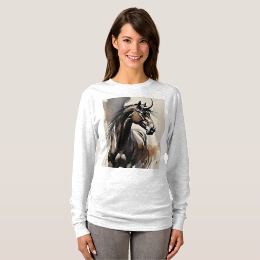 Paard Schilderen Lange Mouwen Top (Voorkant volledig)