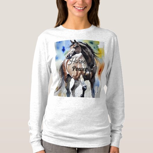 Paard Schilderen Lange Mouwen Top (Voorkant)